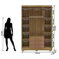Guarda Roupa Solteiro 4 Portas 3 Gavetas Espanha - Nature Camarim