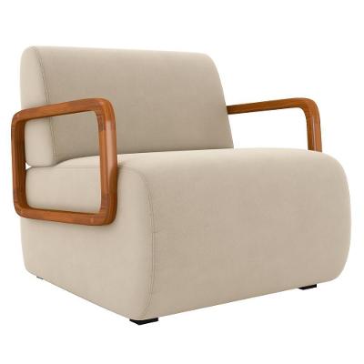Poltrona Decorativa Orgânica Belarus K04 Para Sala Veludo Bege Mpozenato
