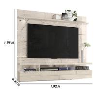 Painel Bancada Suspensa Com Led Tvs Até 60 Polegadas Lana 1.8 - Calacata Off White - 2
