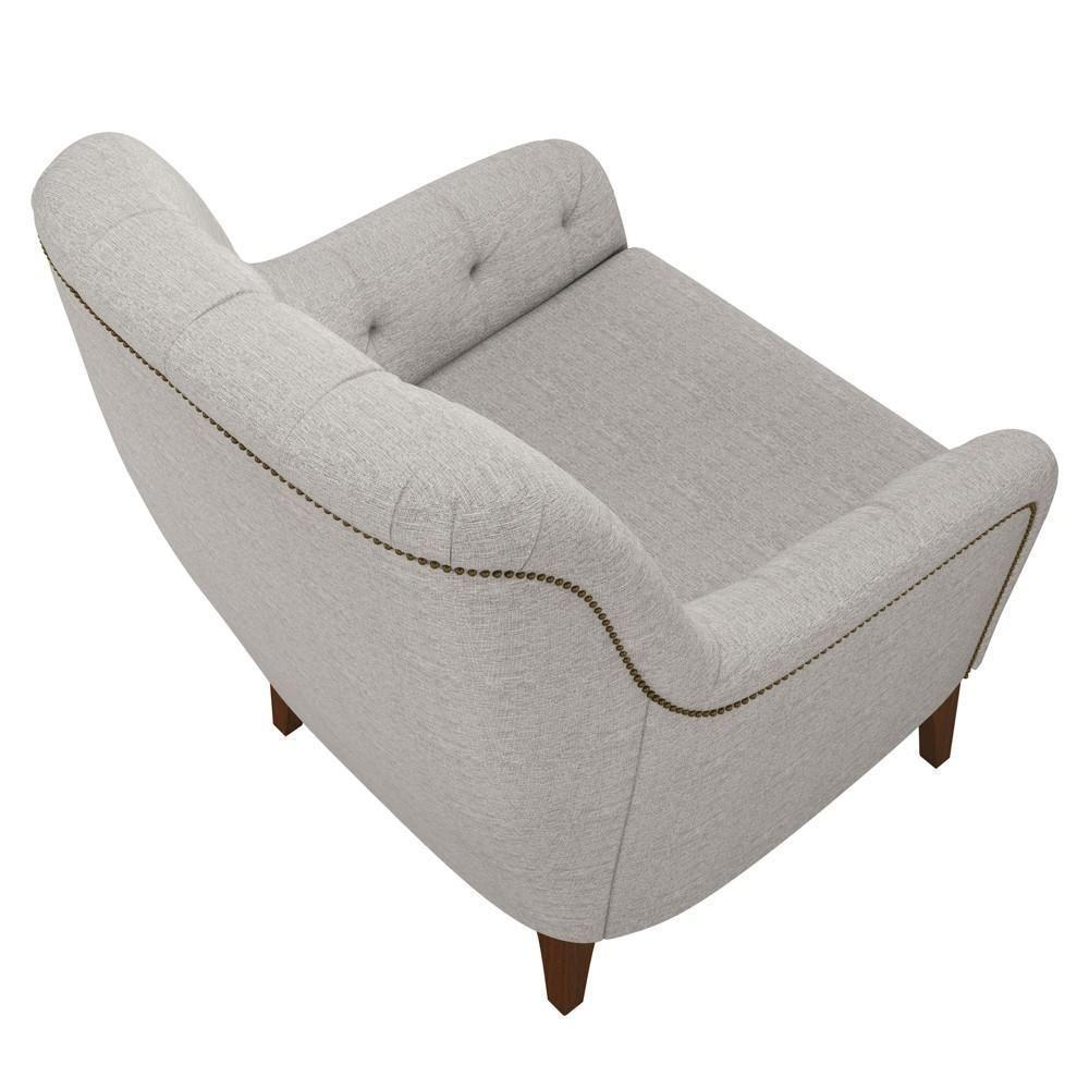 Kit 2 Poltronas Decorativas Para Sala Com Capitonê Pietà M22 Linho Cinza - Mpozenato - 5