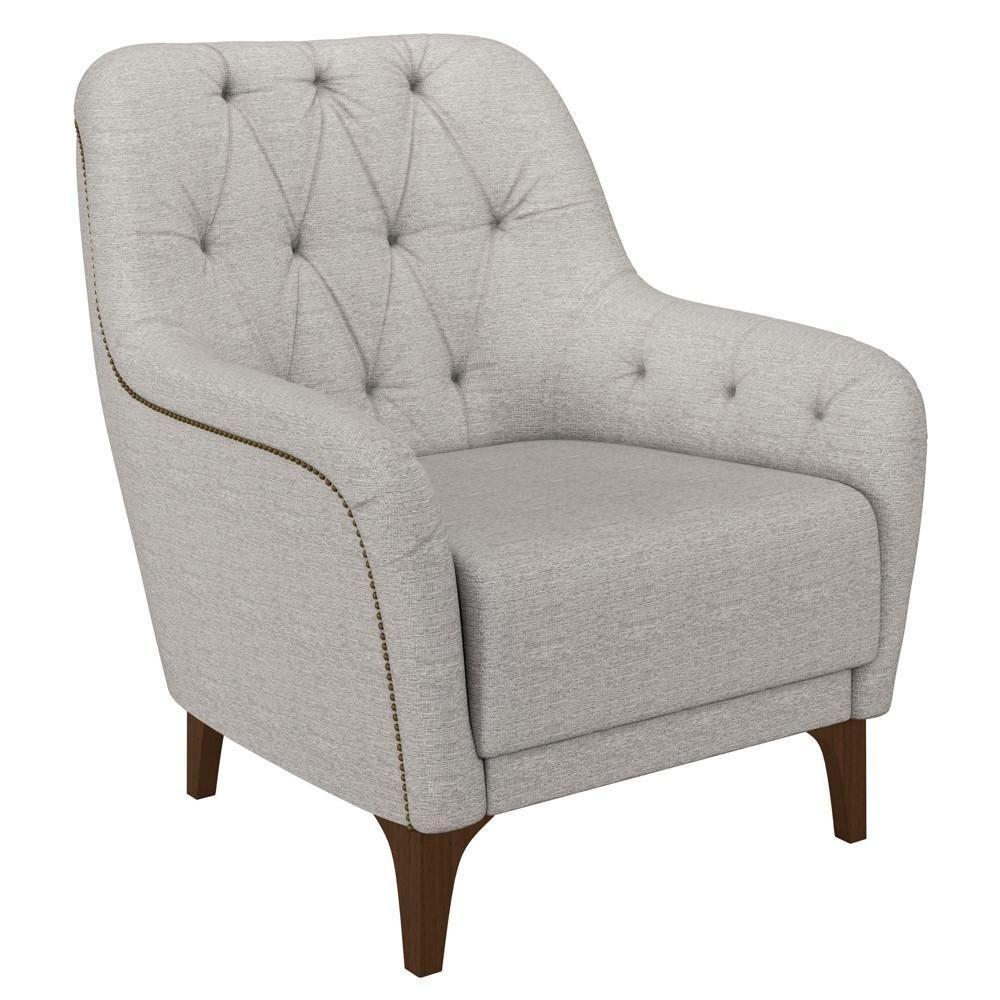 Kit 2 Poltronas Decorativas Para Sala Com Capitonê Pietà M22 Linho Cinza - Mpozenato - 6