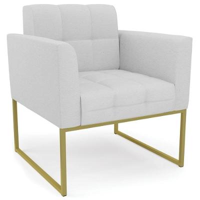 Poltrona Decorativa Ana Linho Cinza Dourado Ibiza