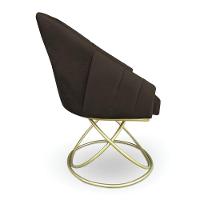 Kit 2 Poltronas Luxo Alana Suede Marrom Base De Ferro Dourado - Pallazio - 5