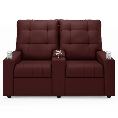 Poltrona De Cinema Reclinável 2 Lugares Baú Usb Mallie Fh9 Veludo Vinho - Mpozenato