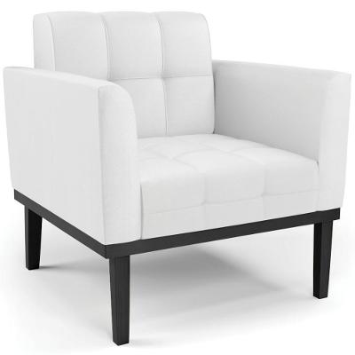 Poltrona Decorativa Ana Sintético Branco Preto Ibiza