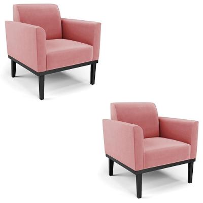 Kit 2 Poltronas Maressa Para Sala Suede Preto Rosê Ibiza