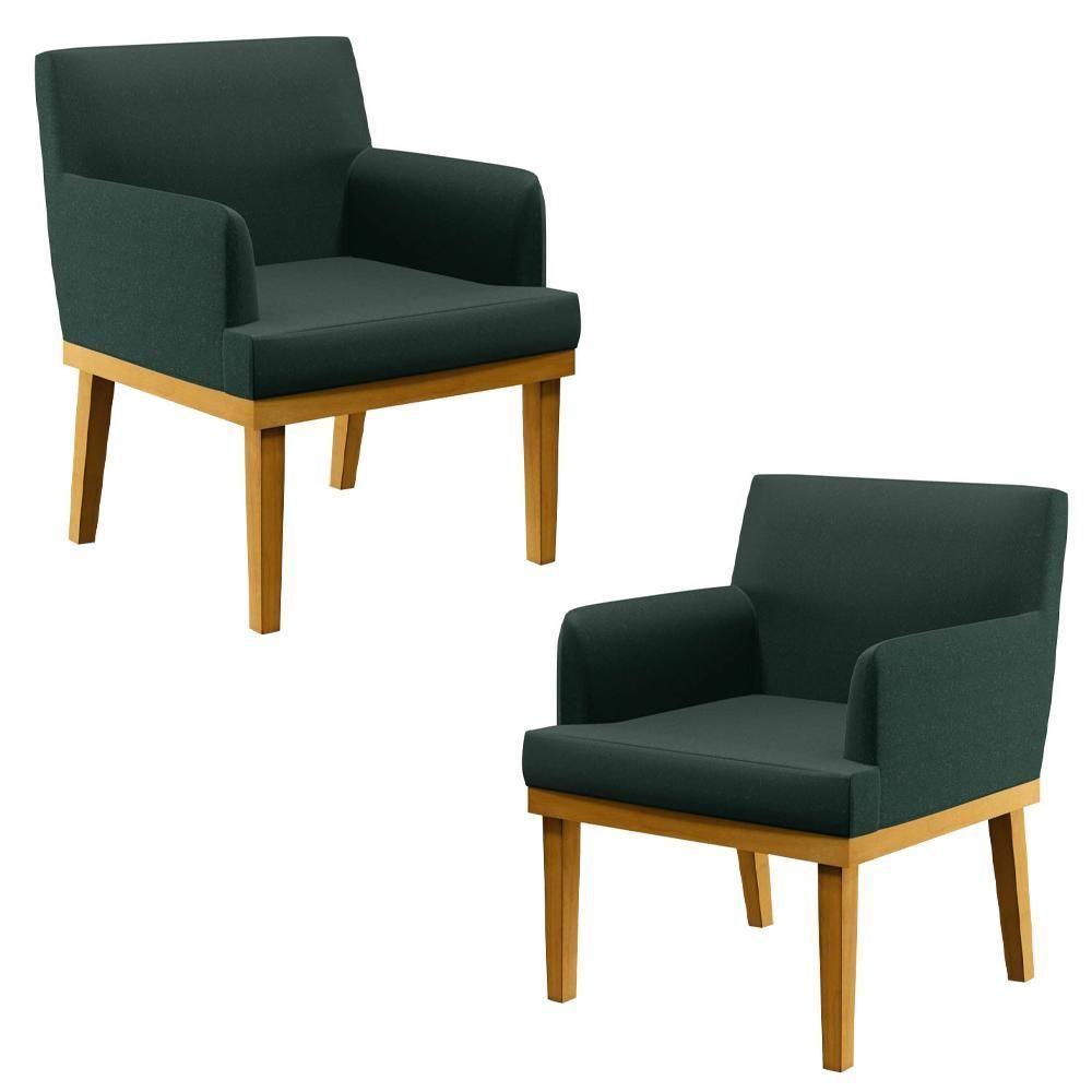 Kit 2 Poltronas Decorativas Vitória W01 Linho Verde - Mpozenato - 1