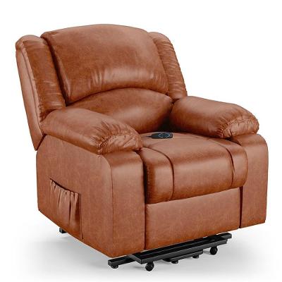 Poltrona Do Papai Reclinável Pietra Elevação Lift Elétrico Fh9 Pu Caramelo Brilho - Mpozenato