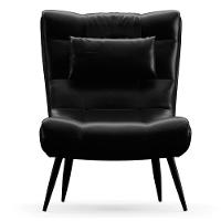 Kit Poltrona E Puff Para Sala De Estar Com Almofada E Pés Palito Lord Facto Preto - Ibiza - 2