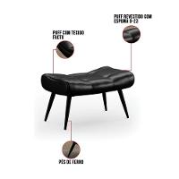 Kit Poltrona E Puff Para Sala De Estar Com Almofada E Pés Palito Lord Facto Preto - Ibiza - 9