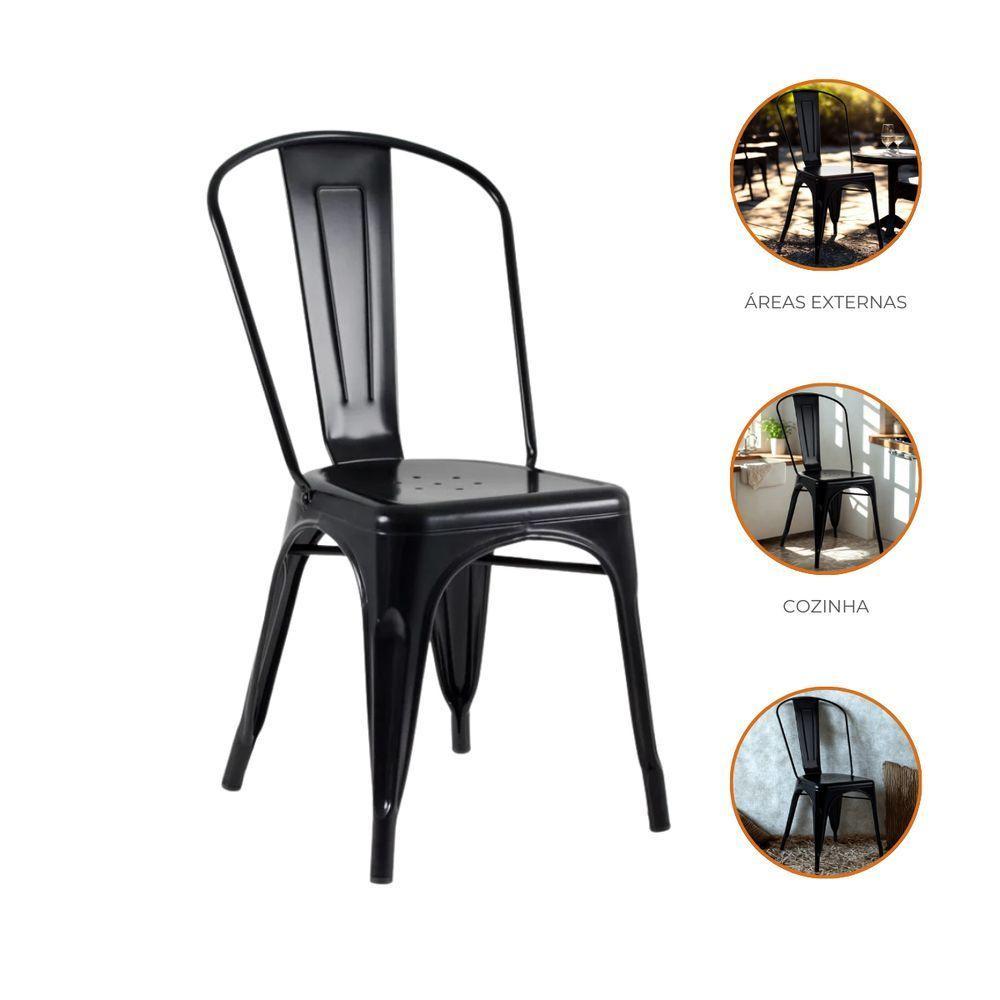 Kit 5 Cadeiras Oficial Iron Tolix Preto - 4