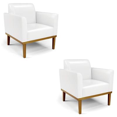 Kit 2 Poltronas Maressa Para Sala Couro Sintético Branco Ibiza