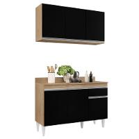 Armário Aéreo Virgínia E Balcão Para Pia Com Tampo 120cm Arizona Castanho-preto - Lumil - 1