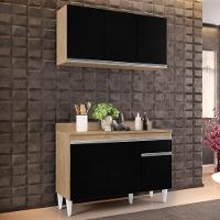 Armário Aéreo Virgínia E Balcão Para Pia Com Tampo 120cm Arizona Castanho-preto - Lumil - 2