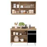 Armário Aéreo Virgínia E Balcão Para Pia Com Tampo 120cm Arizona Castanho-preto - Lumil - 3