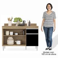 Armário Aéreo Virgínia E Balcão Para Pia Com Tampo 120cm Arizona Castanho-preto - Lumil - 5