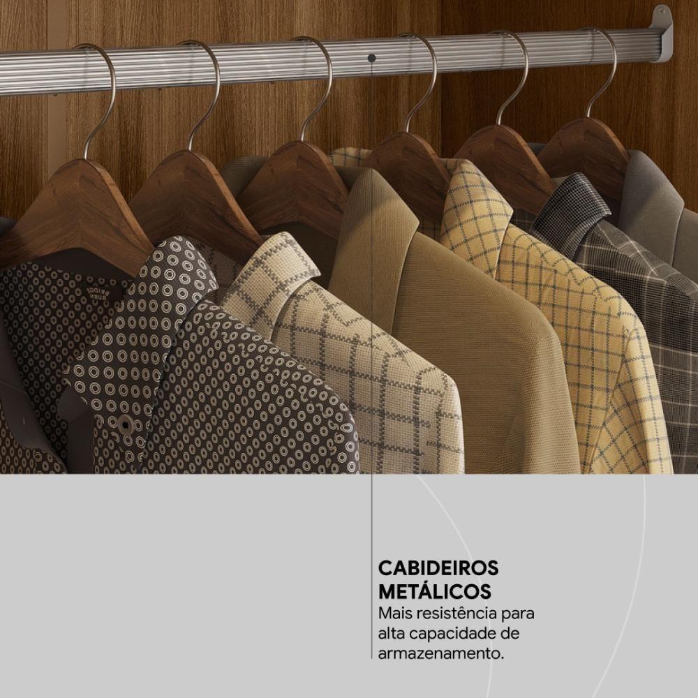 Guarda Roupa Casal 8 Portas E 4 Gavetas New Realce - Amêndola Touch Off White - 7