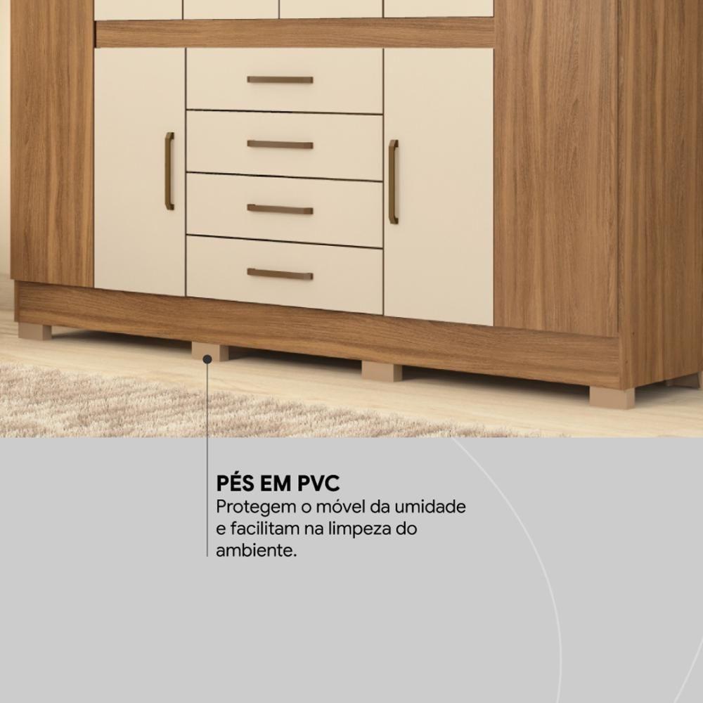 Guarda Roupa Casal 8 Portas E 4 Gavetas New Realce - Amêndola Touch Off White - 8
