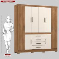 Guarda Roupa Casal 8 Portas E 4 Gavetas New Realce - Amêndola Touch Off White