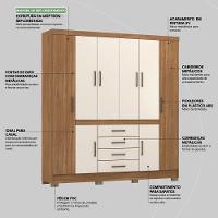 Guarda Roupa Casal 8 Portas E 4 Gavetas New Realce - Amêndola Touch Off White - 5