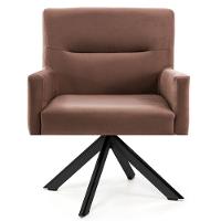 Kit 2 Poltronas Decorativas Giratórias Base Eiffel Preto Angel Veludo C-276 Ferrugem - Domi - 2