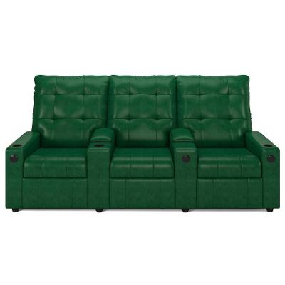Poltrona De Cinema Reclinável 3 Lugares Baú Usb Mallie Fh9 Pu Verde Musgo - Mpozenato