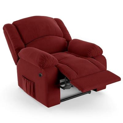 Poltrona Do Papai Reclinável Pietra Power Elétrica Massagem Fh9 Veludo Vermelho - Mpozenato