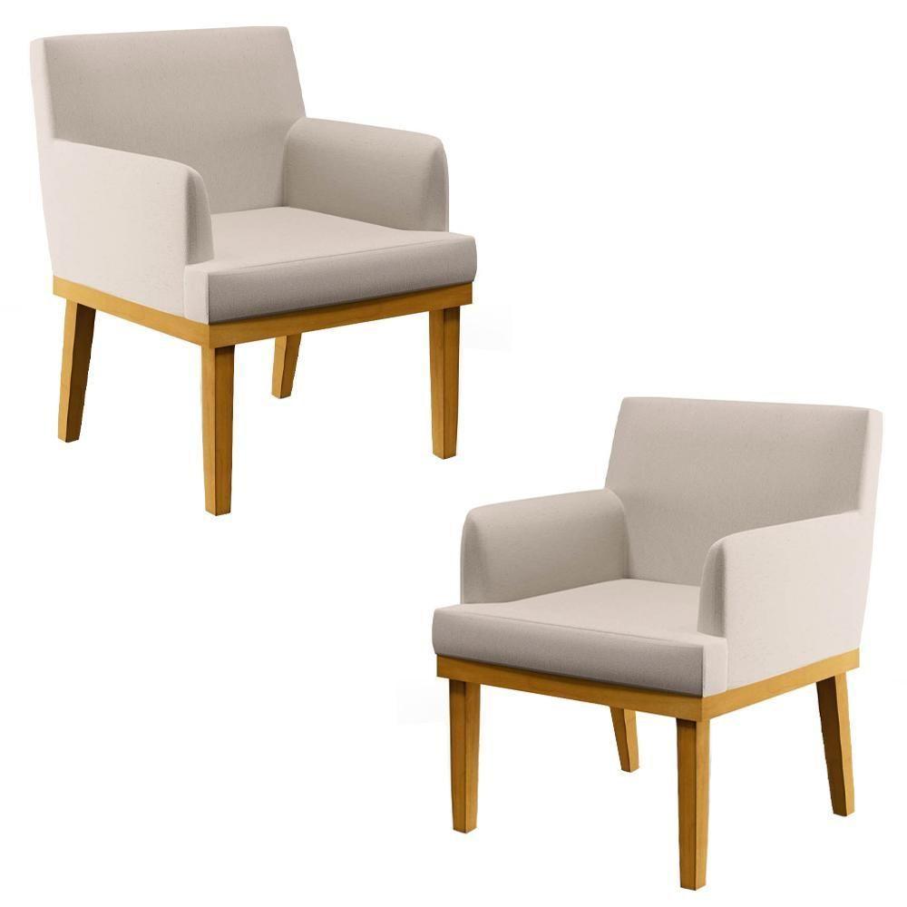 Kit 2 Poltronas Decorativas Vitória W01 Linho Cru - Mpozenato - 1