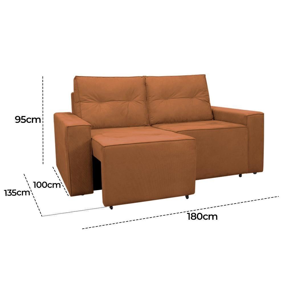 Sofá Retrátil 2 Lugares 1,80 Confortável Polo Cobre - 6