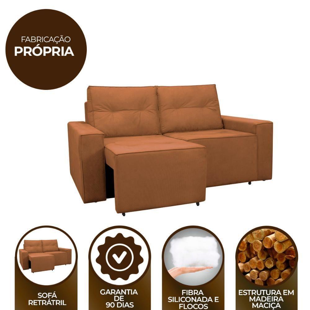 Sofá Retrátil 2 Lugares 1,80 Confortável Polo Cobre - 7