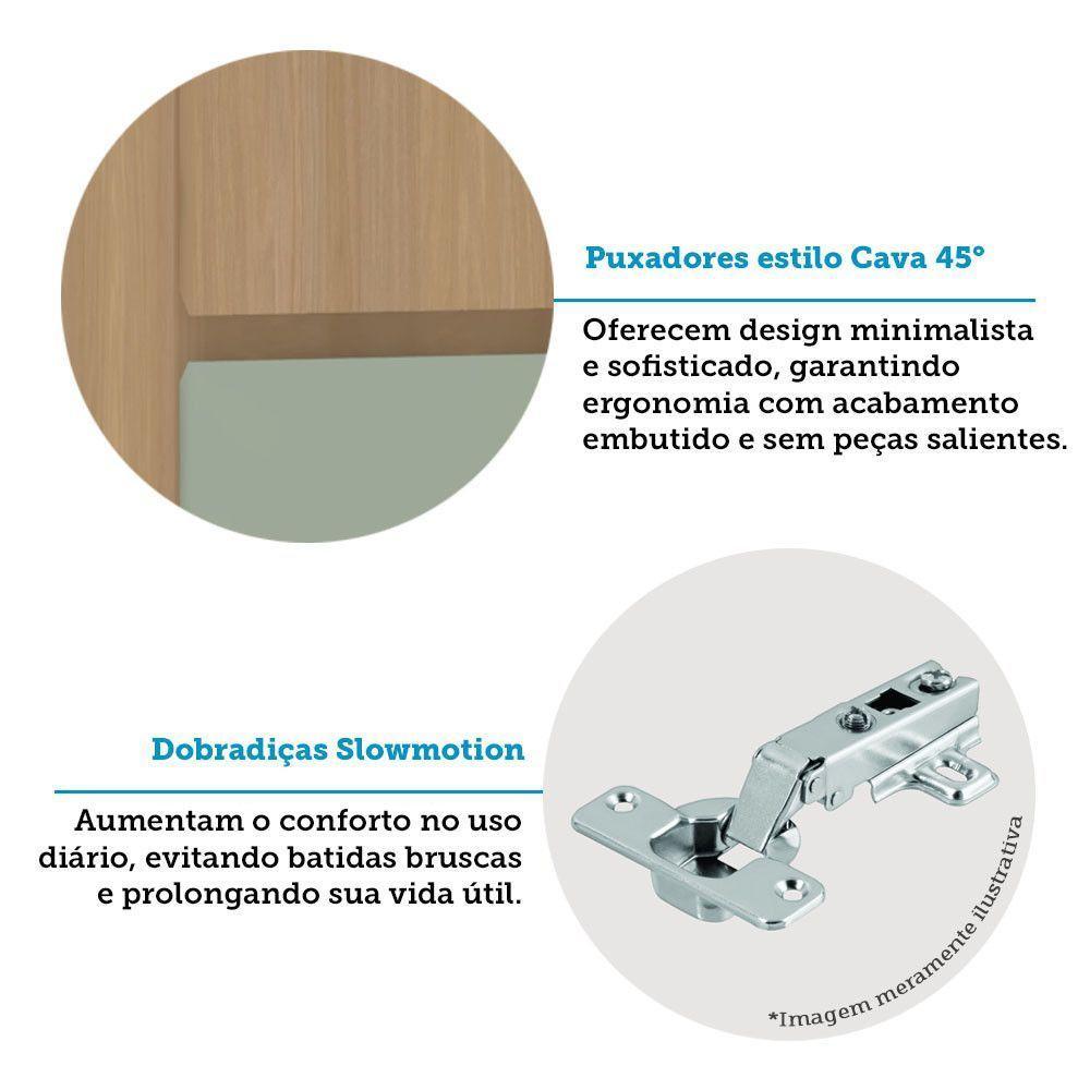 Paneleiro Simples 40cm 2 Portas Slim Luciane Móveis Freijó-freijó Brasil-verde Jade - 2