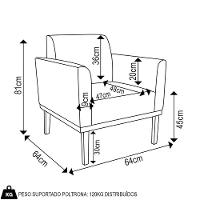 Poltrona Base Madeira Castanho Kit 2 Maressa Suede Marrom - Ibiza