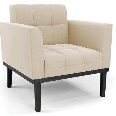 Poltrona Decorativa Ana Suede Bege Base Madeira Preto Ibiza