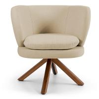 Kit 02 Poltronas Decorativas Melissa Base Giromad Giratória C-129 Linho Bege Escuro - Domi - 3