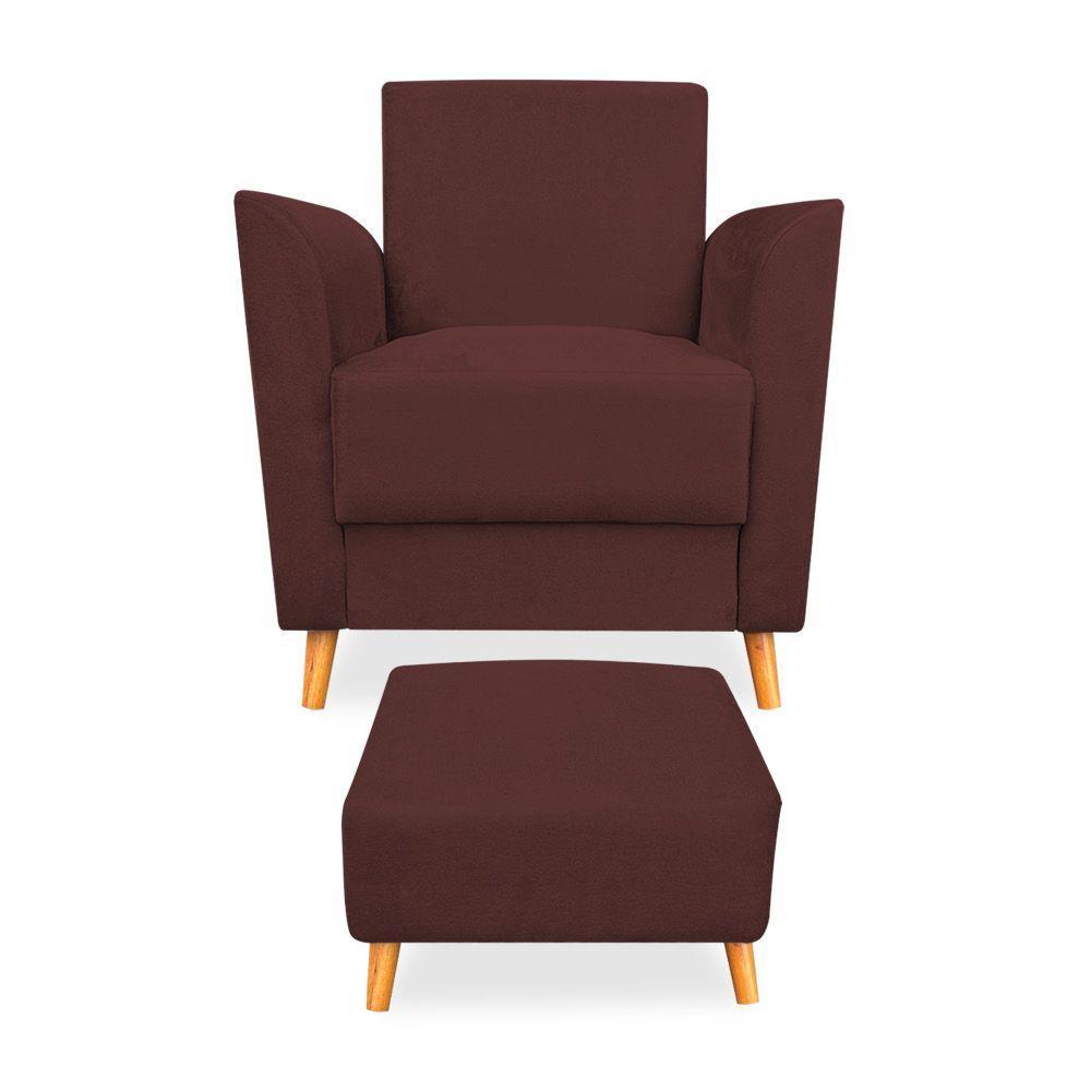 Poltrona De Amamentação Com Puff Flavia Suede Marsala - Pallazio - 3