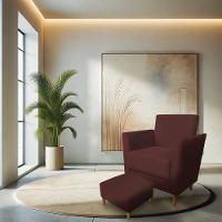 Poltrona De Amamentação Com Puff Flavia Suede Marsala - Pallazio - 2