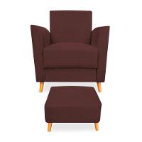 Poltrona De Amamentação Com Puff Flavia Suede Marsala - Pallazio - 3