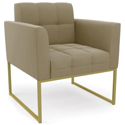 Poltrona Decorativa Ana Suede Marrom RT Base Industrial Suede Marrom Dourado Ibiza