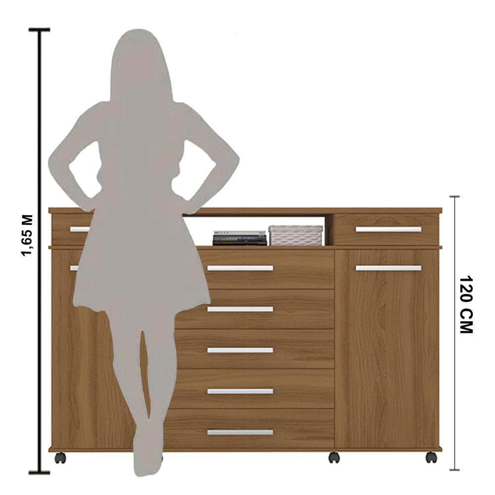 Cômoda 7 Gavetas 2 Portas 1 Cabideiro 1 Nicho Com Rodizios London - Amendola Touch - 3
