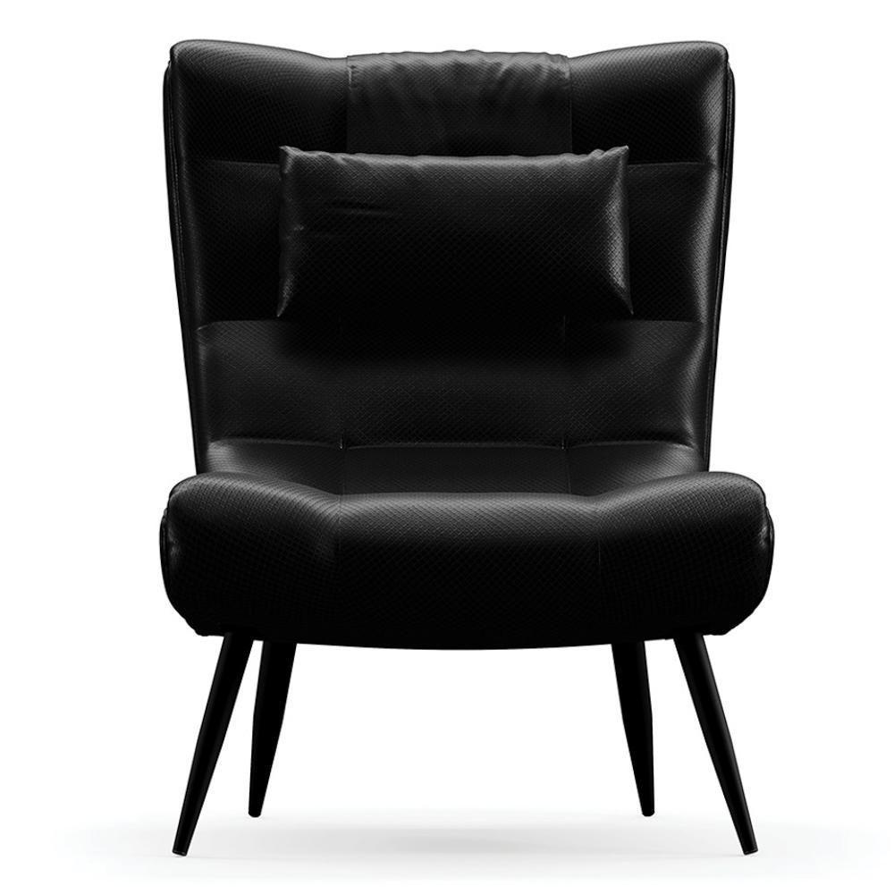 Poltrona Decorativa Para Sala De Estar Com Almofada E Pés Palito Lord Facto Preto - Ibiza - 7