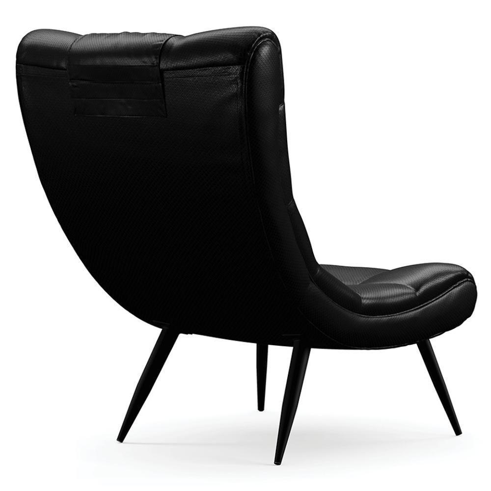Poltrona Decorativa Para Sala De Estar Com Almofada E Pés Palito Lord Facto Preto - Ibiza - 8