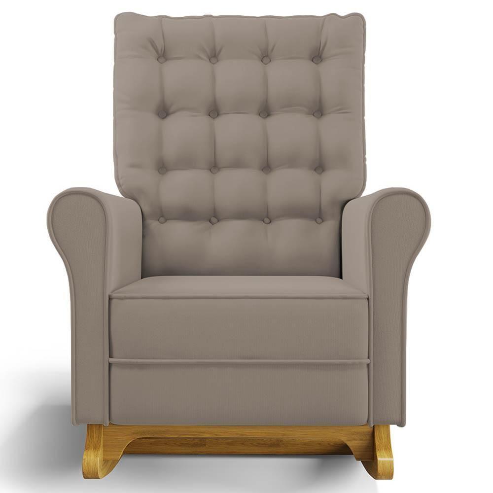 Kit 02 Poltronas De Amamentação Base Madeira Balanço Brenda G05 Veludo Areia - Mpozenato - 4