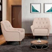 Kit 2 Poltronas Decorativas Para Sala Com Capitonê Pietà M22 Linho Cru - Mpozenato - 2