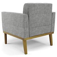 Poltrona Base Madeira Castanho Kit 2 Ana Linho Grafite - Ibiza - 3