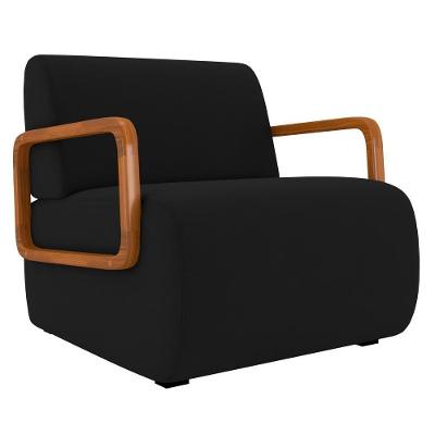 Poltrona Decorativa Orgânica Belarus K04 Para Sala Veludo Preto Mpozenato