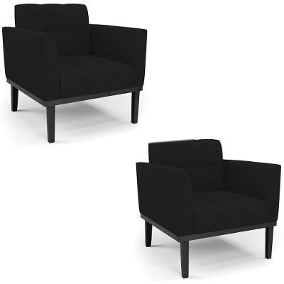 Kit 2 Poltronas Ana Para Sala Linho Preto Ibiza