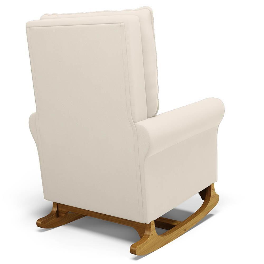 Kit 02 Poltronas De Amamentação Base Madeira Balanço Brenda G05 Veludo Creme - Mpozenato - 6