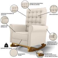Kit 02 Poltronas De Amamentação Base Madeira Balanço Brenda G05 Veludo Creme - Mpozenato - 3