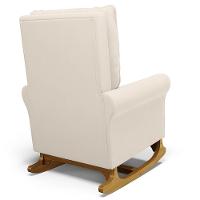 Kit 02 Poltronas De Amamentação Base Madeira Balanço Brenda G05 Veludo Creme - Mpozenato - 6