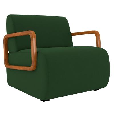 Poltrona Decorativa Orgânica Belarus K04 Para Sala Veludo Verde Mpozenato
